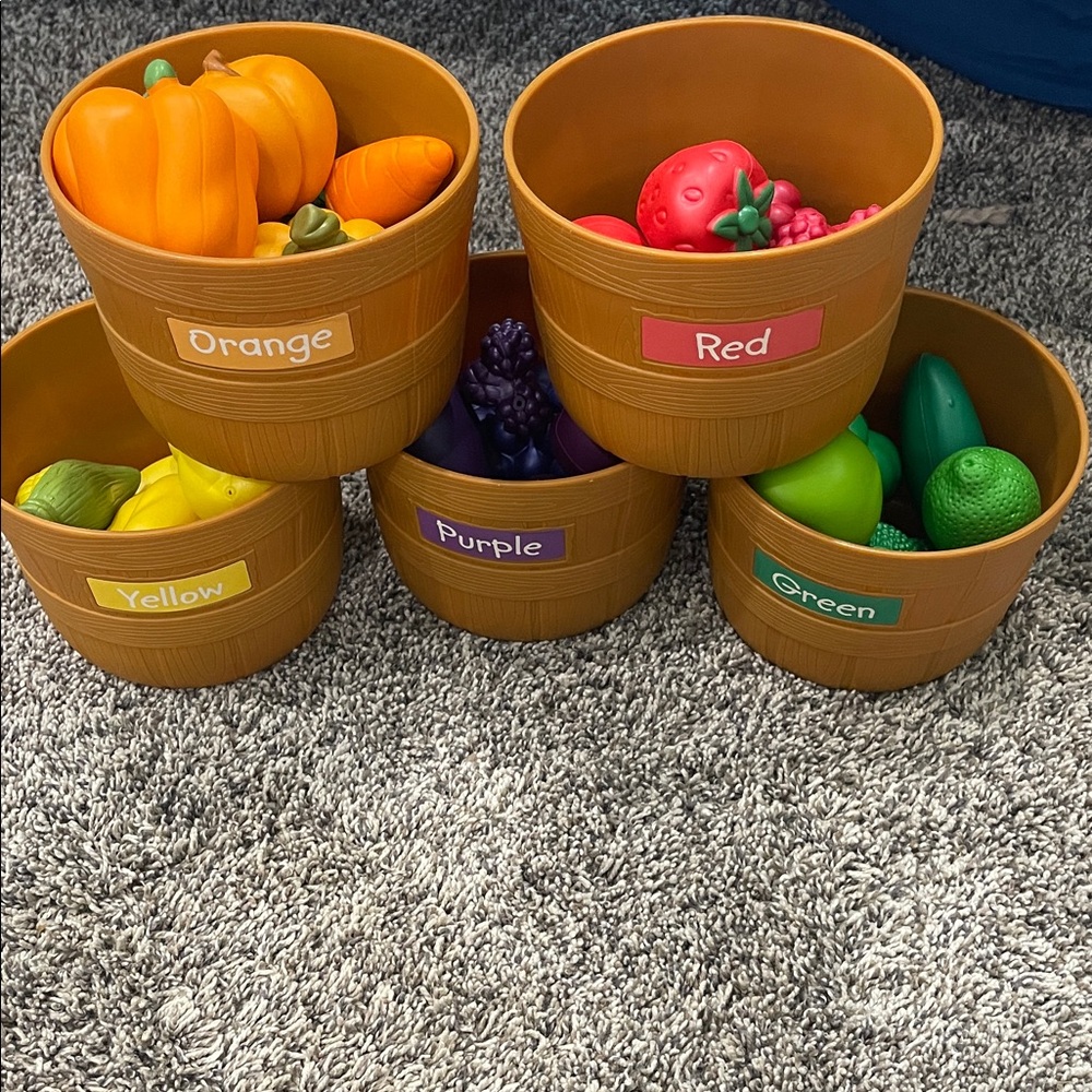 Colorful Toy Food Set with Baskets